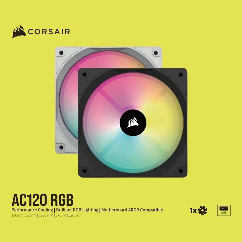 CORSAIR AC120 ARGB, 120MM LED Cooling  FAN Single Pack BLACK/WHITE