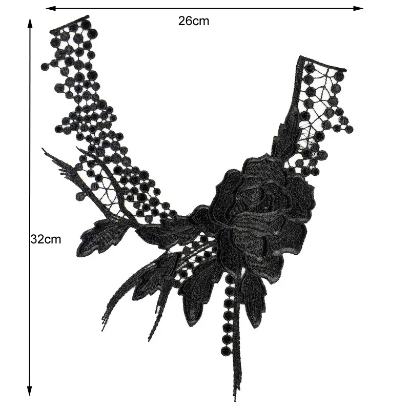 1 Pc Vintage Flower Patch Embroidery Lace Collar Fabric Trim DIY Dress Home Accessories Sewing Repair
