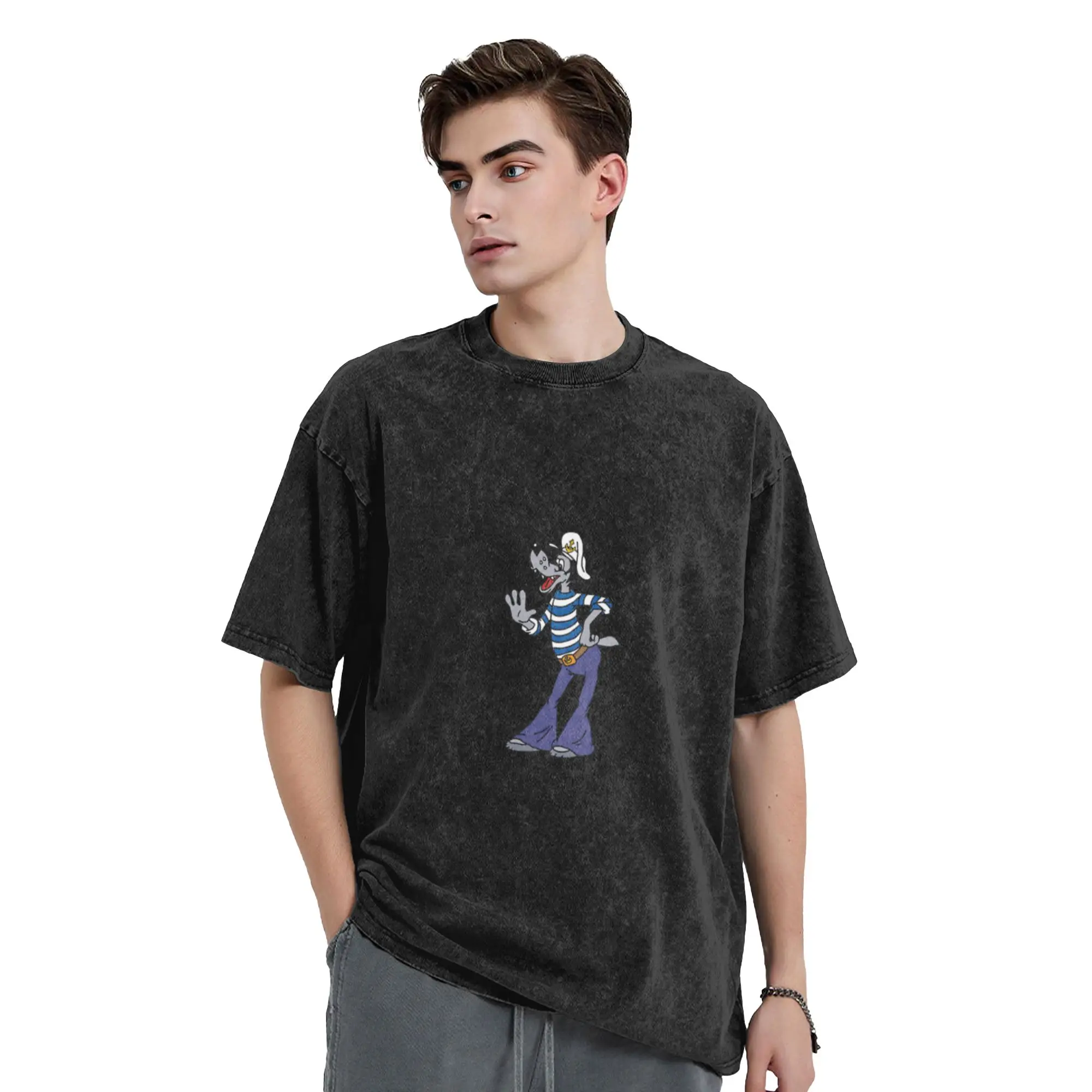 cartoon wolf just wait Classic Stylish A T-Shirt Oversized Short Sleeve Cotton Tees Tops