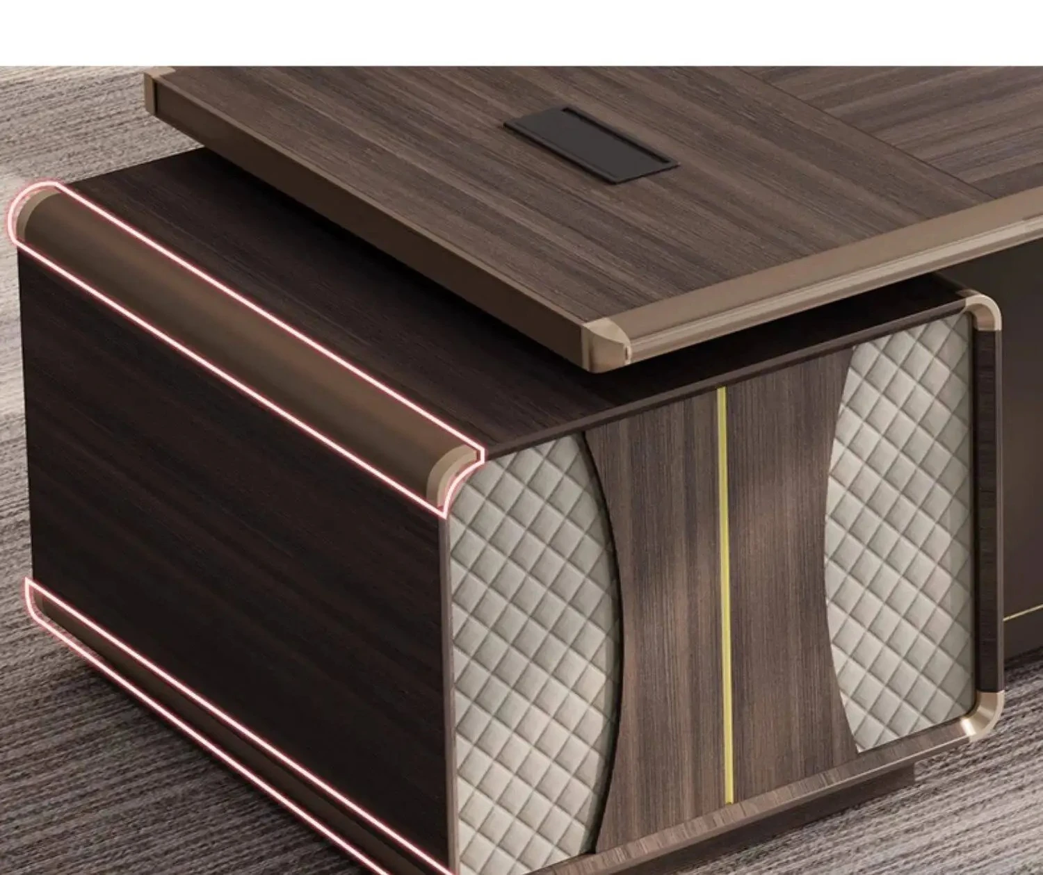 Office Table Simple Modern Light Luxury Short Double Cabinet Office, President Manager