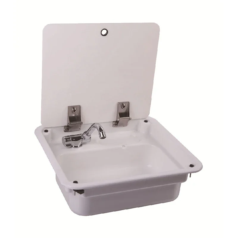 

445*400*145mm White Acrylic Sink With Lid Top GR-Y009A Boat Caravan RV Camper lightweight and durable