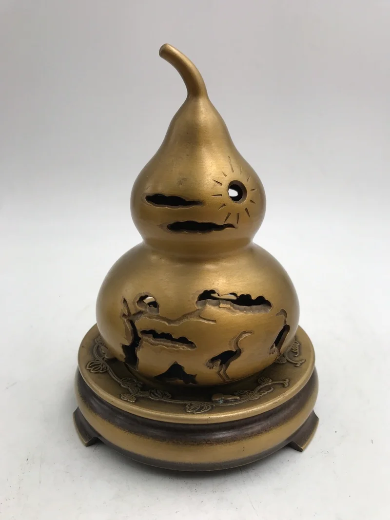 

Chinese Collectibles Vintage Copper Skull Gourd Incense Burner Ornaments