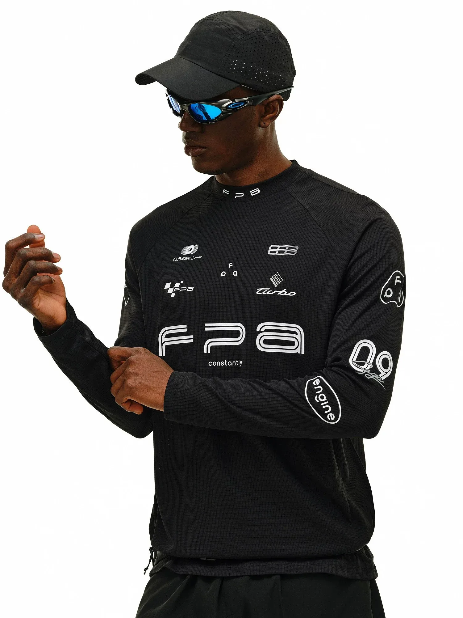 FPAClub Men's Long Sleeve T-Shirt Moisture Wicking Quick Dry Half High Collar Outdoor Sports Fitness Breathable Racing Print