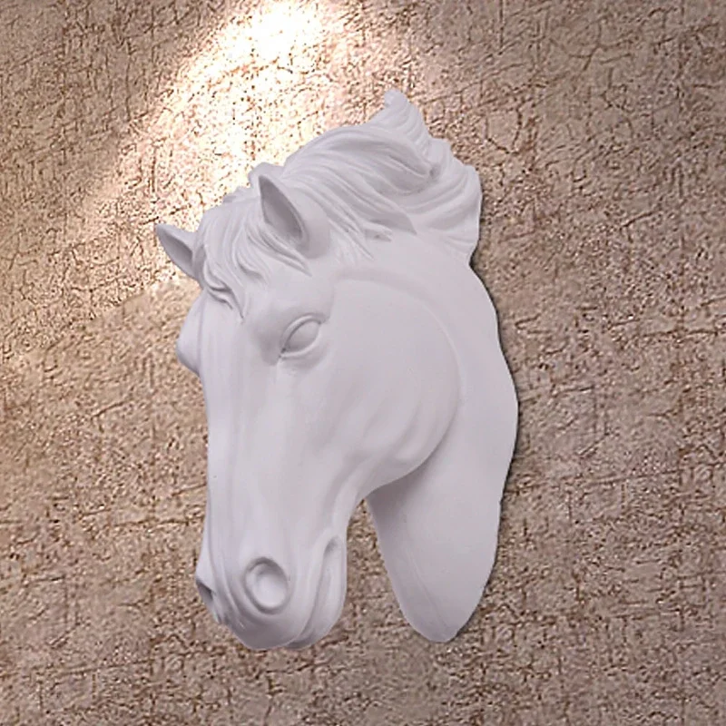 3D Resin Horse Head Wall Art Sculpture Animal Home Decor Unique Equestrian Theme Living Room Craft Figurines