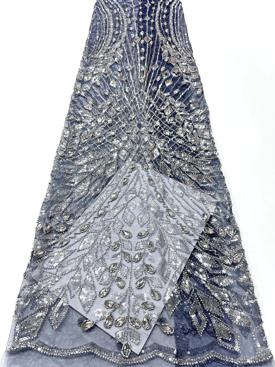 

Stones French African Beads Mesh Lace Fabrics 2026 High Quality French Sequins Bridal Lace Fabric For Women Wedding Dress 5Yards