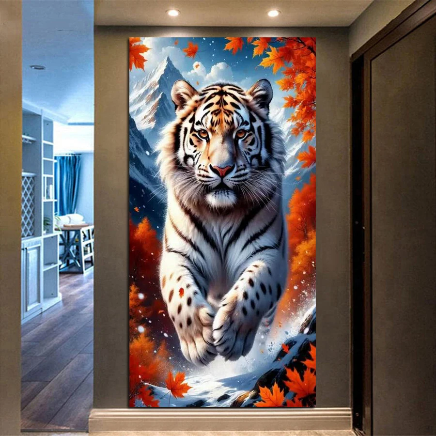 

Снежная гора Тигр Большой размер Diy Алмазная картина Новая коллекция Животные Полная дрель Мозаика Вышивка Картина Настенный декор