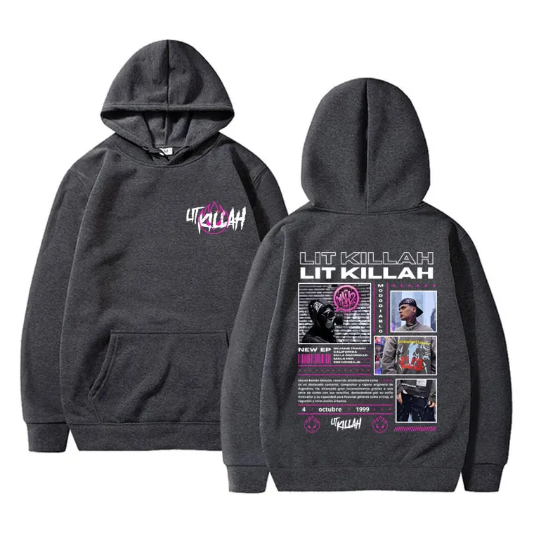 Rapper Lit Killah Graphic Print felpa con cappuccio maschile Vintage Casual felpa uomo donna Hip Hop Fashion felpe Unisex Fleece Pullover