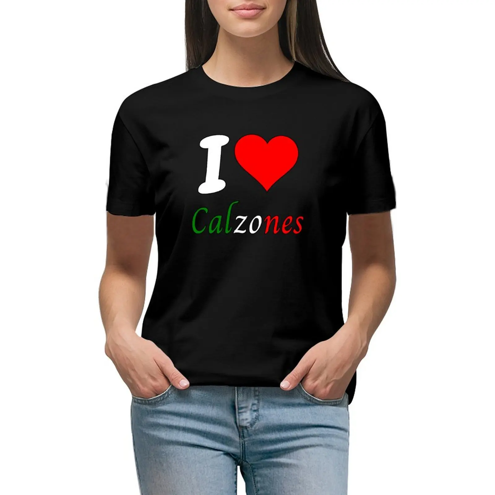 

I Love Calzone Italian T-shirt funny animal print shirt for girls summer tops designer clothes Women luxury