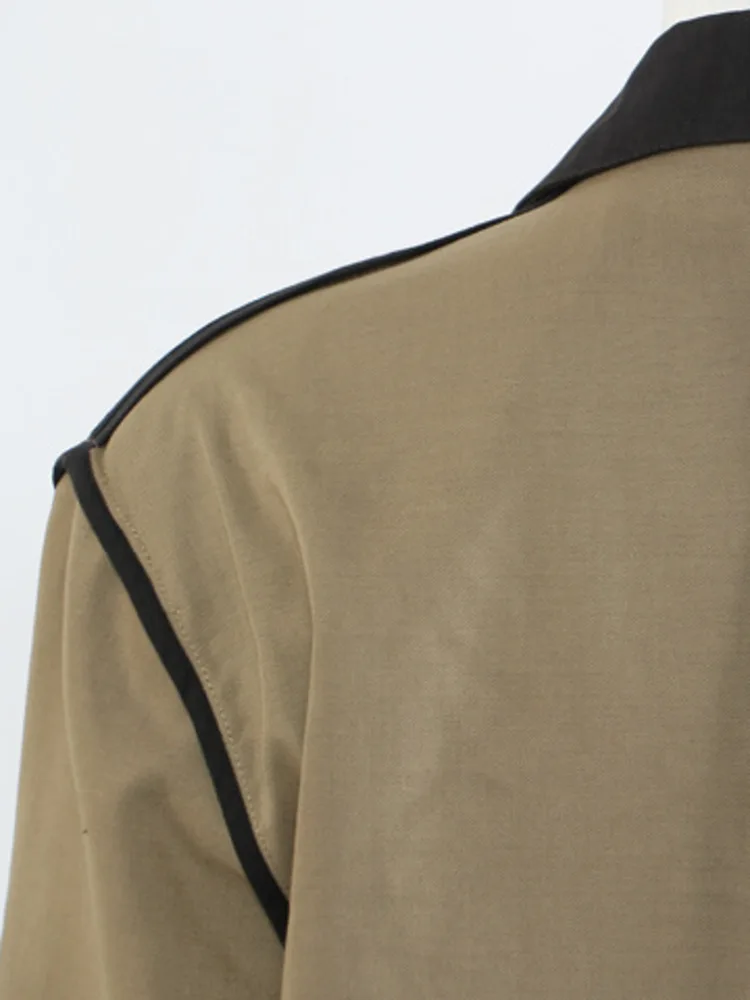 ZMEENNA Giacca blazer colorblock moda donna risvolto tacca due bottoni contrasto kaki nero capispalla casual ZM4337