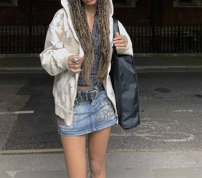 Star Pattern Casual Fashionable Pullover Hooded Couple's Style Hoodie