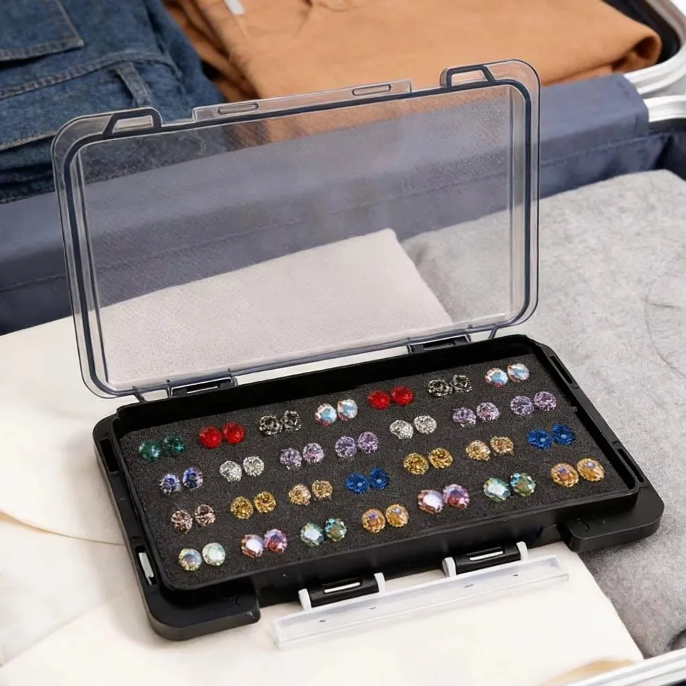 Plastic Jewelry Storage Box Portable Sponge Earring Storage Box Large Capacity Multifunctional Fishing Hook Case