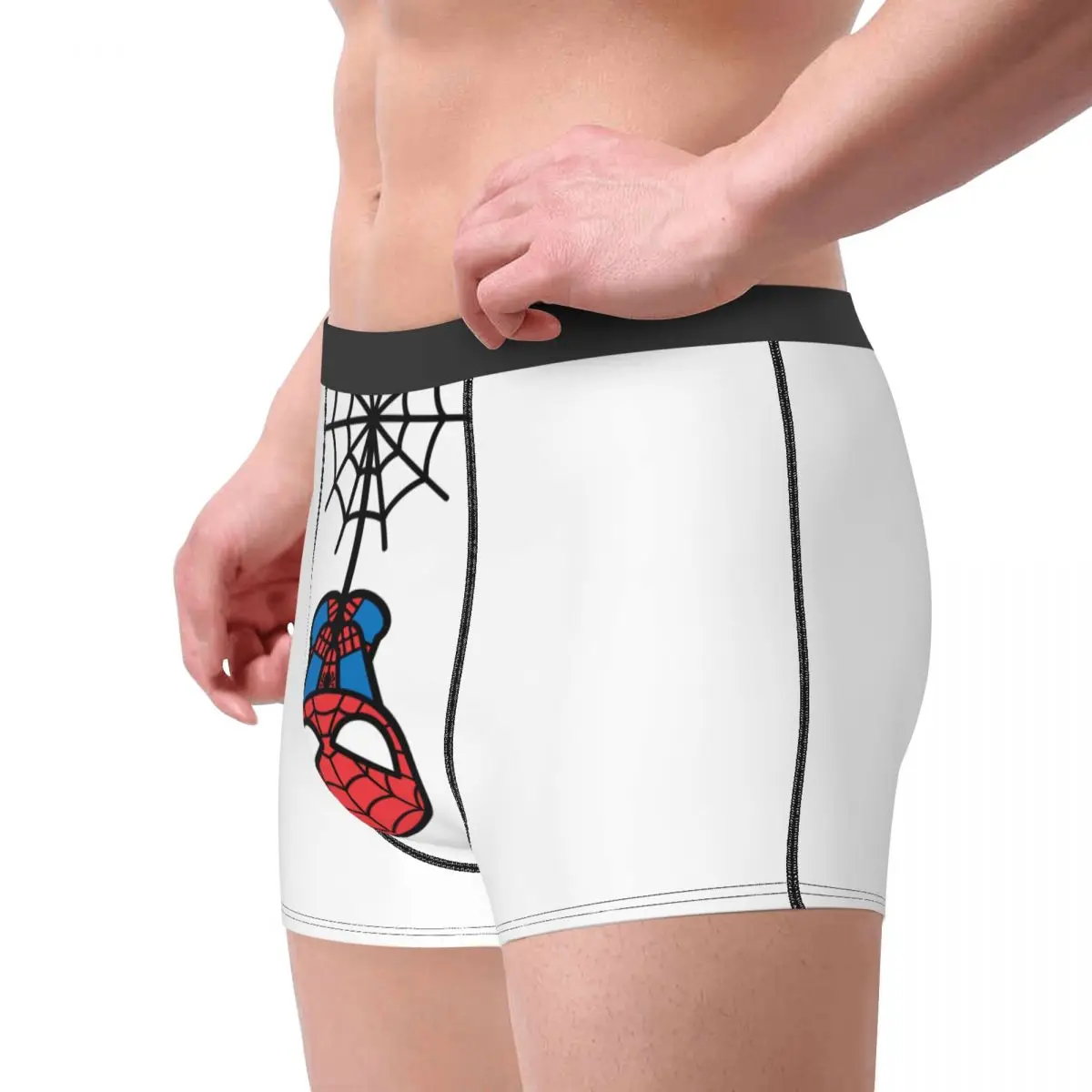 Men Kawaii Spider-Man Hanging Upside Down Boxer Shorts Panties Breathable Underwear Homme Humor Underpants