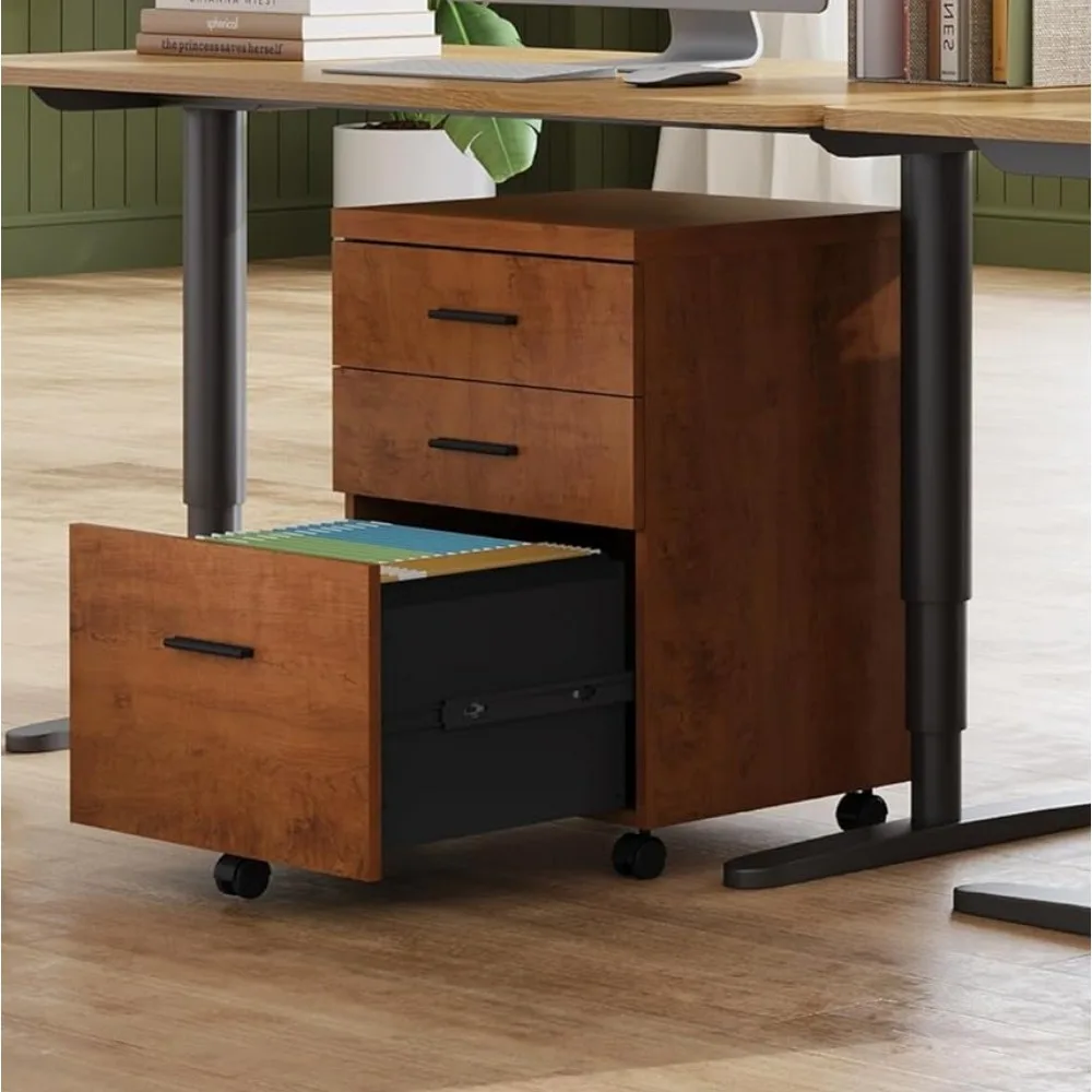 3-Schubladen-Aktenschrank für das Home Office, Holz-Aktenschrank unter dem Schreibtisch, Rollbarer Druckerständer mit Rädern, Anpassbar
