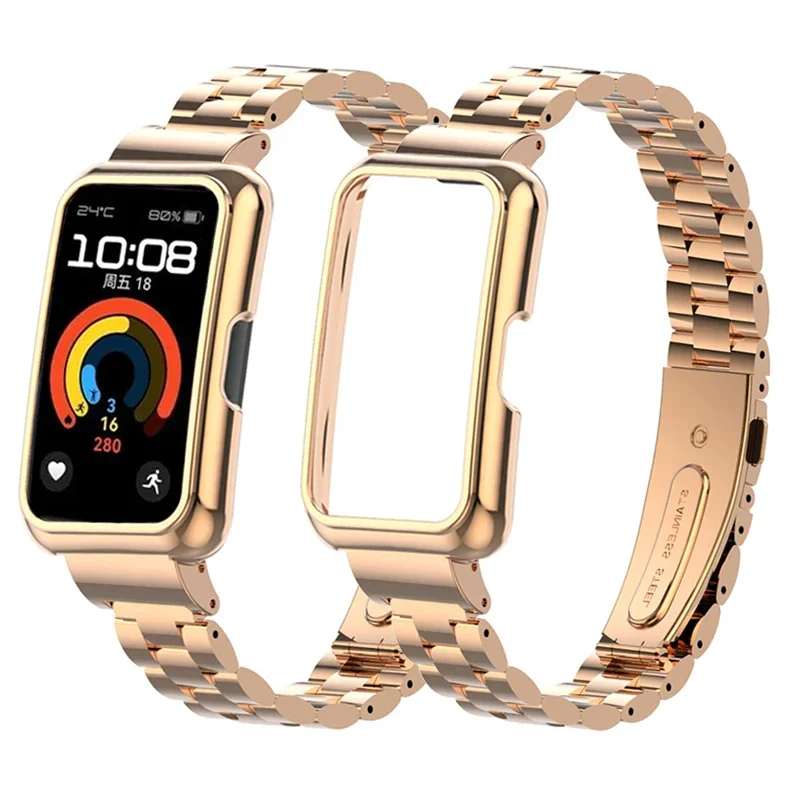 Metal Strap Case Protector for Huawei Band 9 Smart Bracelet Accessories for huawei band 8 Stainless Steel Watchband Shell Cover