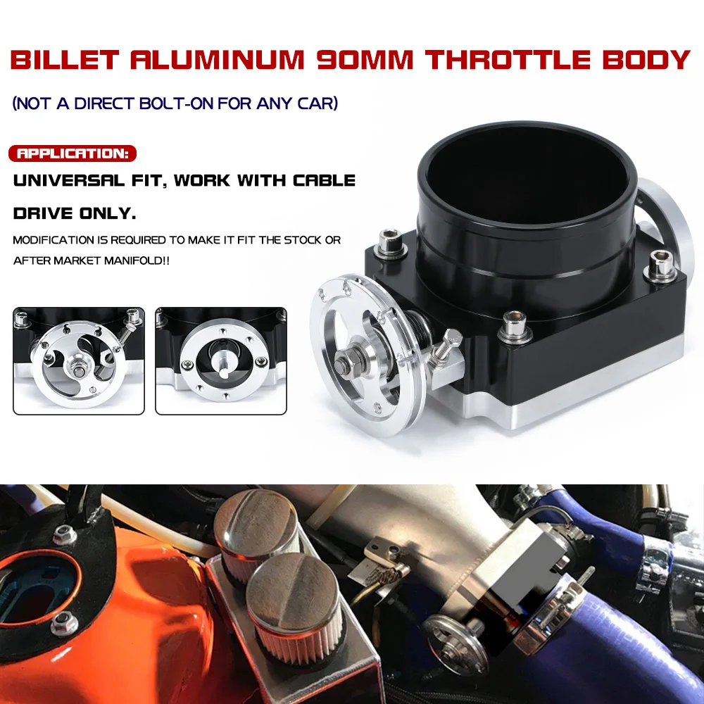 VR - 90MM Billet Aluminum Throttle Body Performance Intake Manifold High Flow Car Accessories 3.5