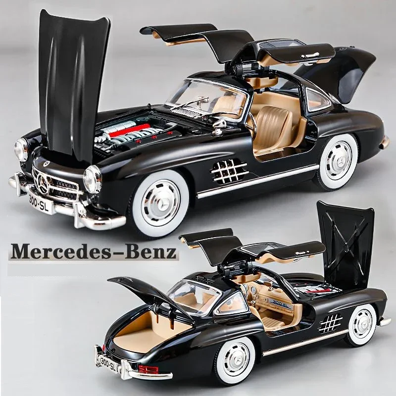 1:24 Mercedes Benz 300SL Alloy Classic Vintage car Model Car Model Diecast Metal Pull Back Sound Light Car For Children Gift