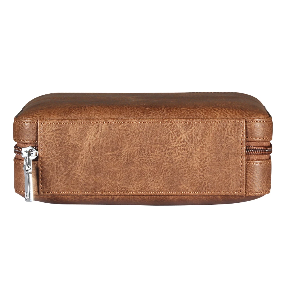 GALINER Portable Humidor Cigar Travel Case Leather Cedar Wood 4 Tube Holder Cigar Humidor Box W/ Cigar Accessories