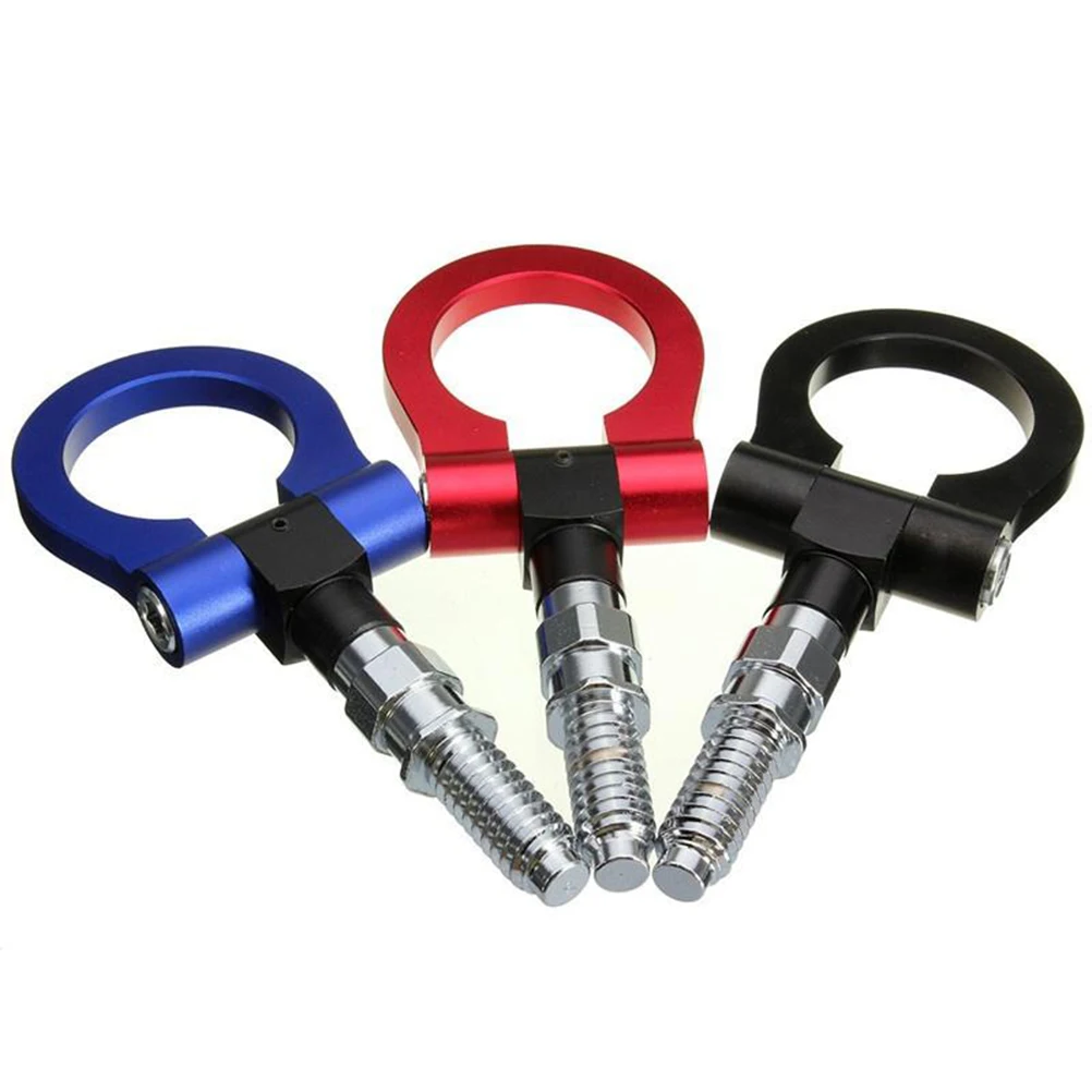 

Aluminum European Car Auto Racing Front Bar Tow Hook Towing Trailer Ring Car Accessories for Universal (Black)