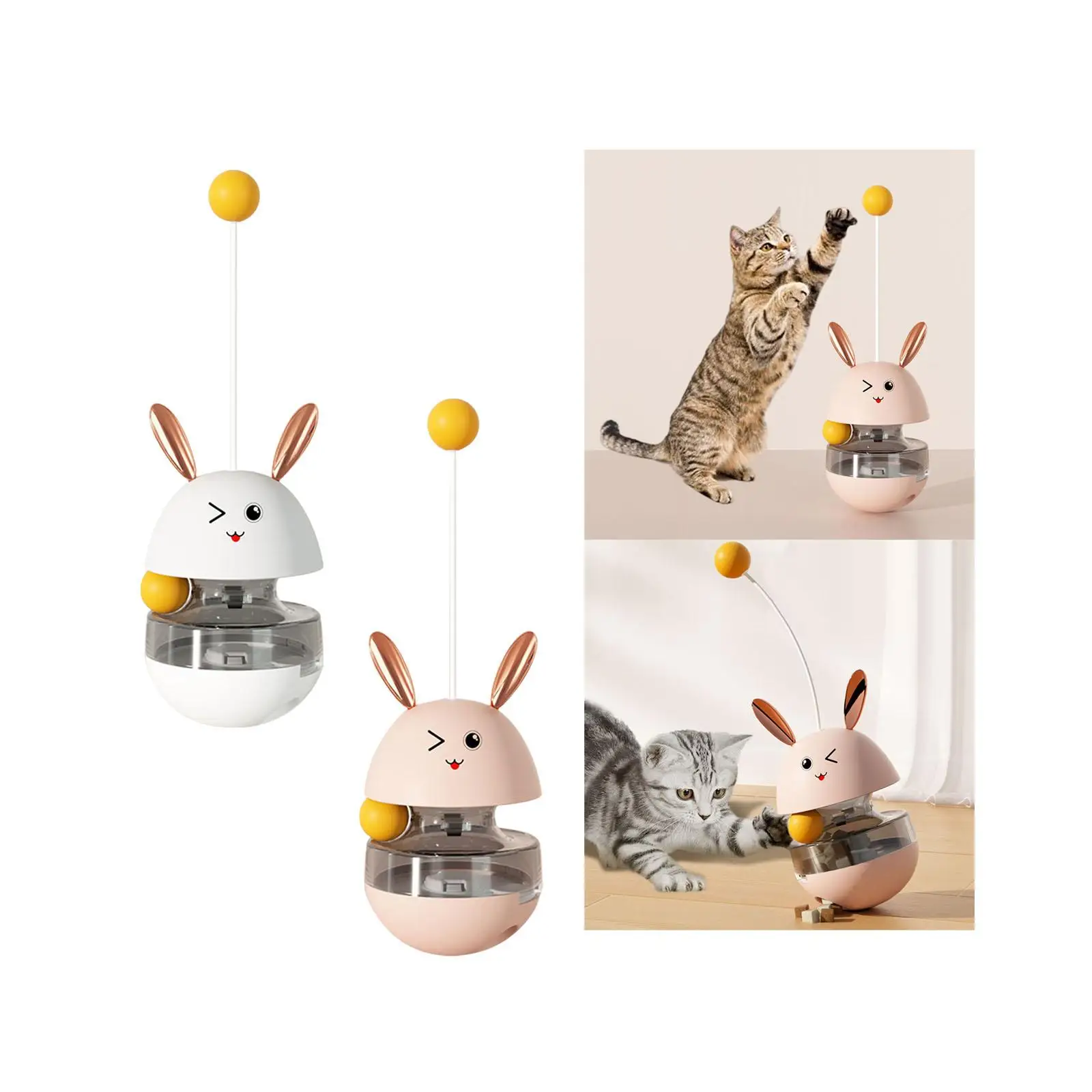 Treat Ball Tumbler Pet Exercise Toy Cat Teasing Toy Rabbit Shaped Educational