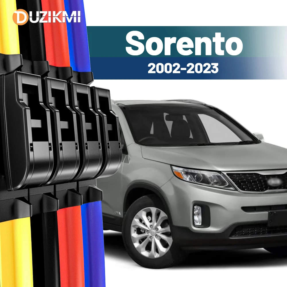 

For Kia Sorento XM UM MQ4 2002-2023 2014 2015 2017 2018 2019 2020 2021 2pcs Front Windshield Windscreen Wiper Blades Red Blue