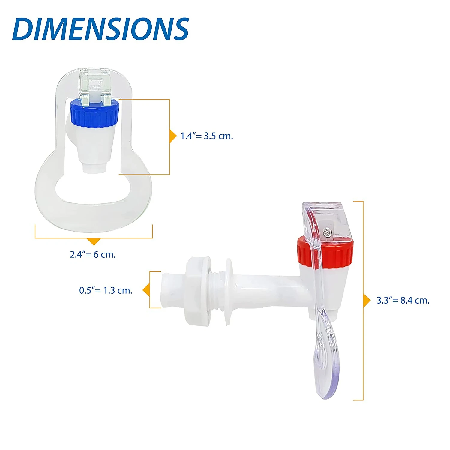 Water Dispenser Replacement Push Faucet - Cold and Hot Water Spigot Blue and Red Pack