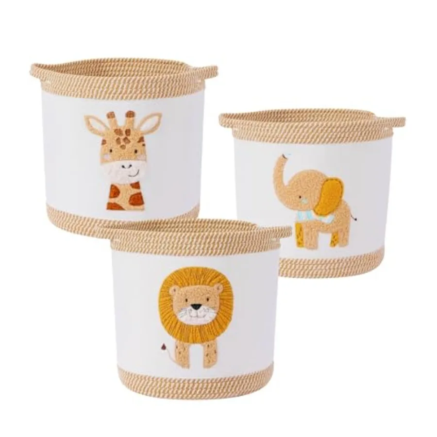 

3-Piece Woven Baby Toy Baskets Laundry Hampers Foldable Nursery Organizer for Toys Clothes Stuffed Animals Roomy Sturdy Hampers