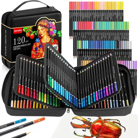 120 crayons de couleur, crayons de couleur professionnels pour artistes vibrants pour dessiner, croquis, mélange d'ombrage, à base d'huile à noyau souple