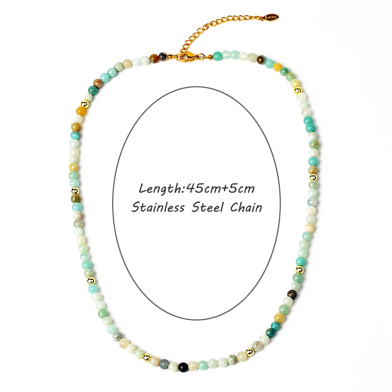 Original Nature Stone Beaded Necklaces for Women Fashion 4mm Beads Agates Quartz Crystal Lapis Lazuli Choker Men Female Jewelry