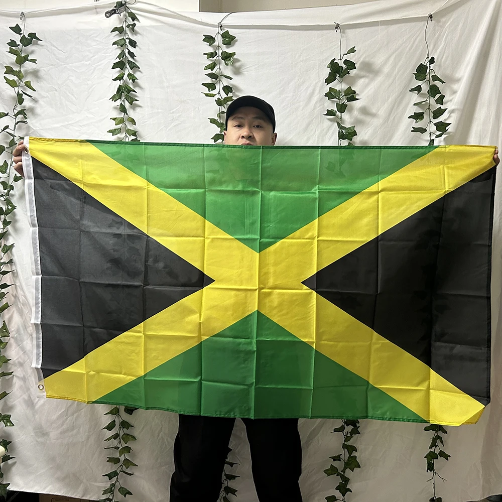 TIKI FLAG علم جامايكا 3x5ft 90x150 سنتيمتر البوليستر جامايكا الوطنية معلقة العلم للزينة #1