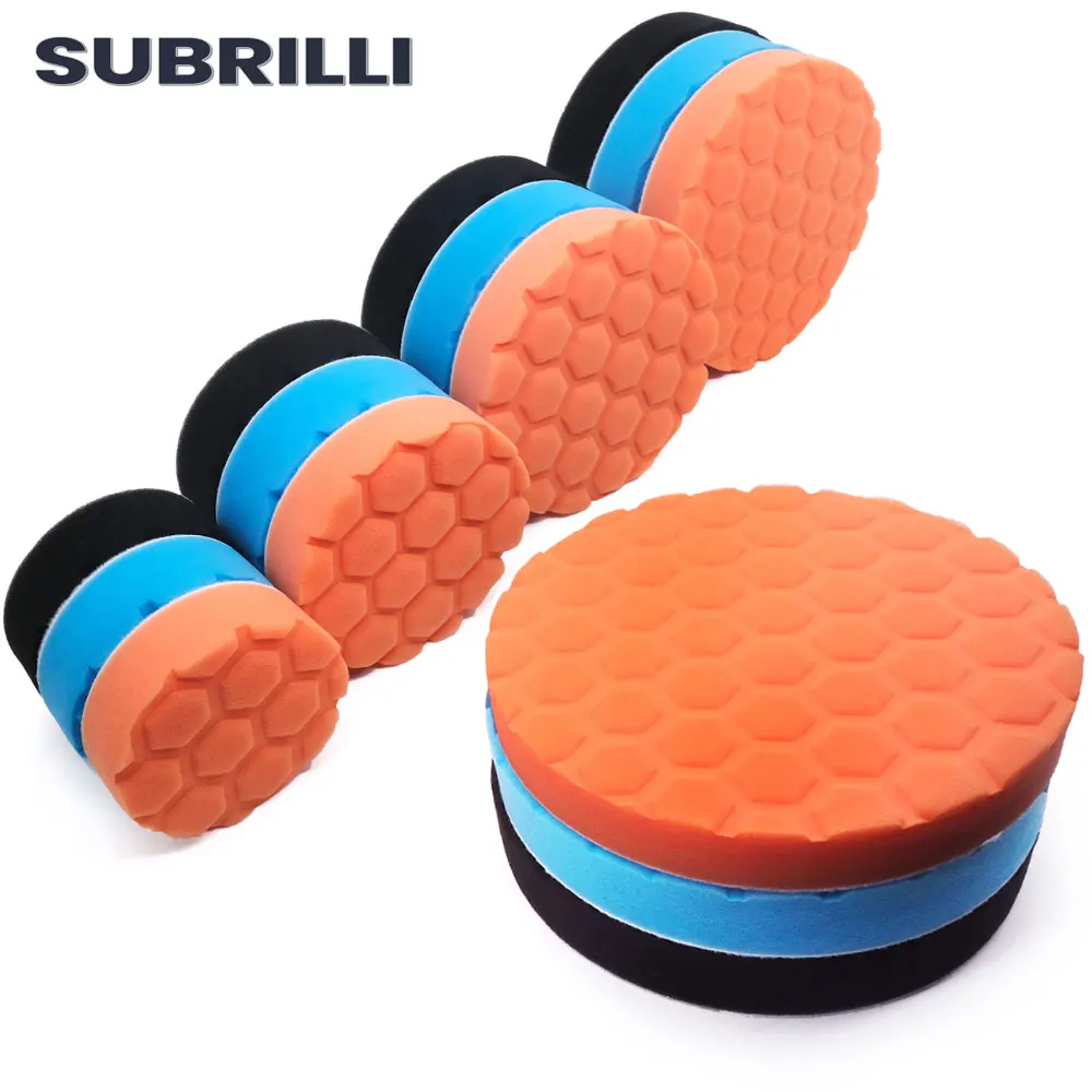 SUBRILLI 3/4/5/6/7 Inch Compound Buffing Polishing Pad 3pcs Sponge Wheel Buffing Pads Kit For Car Polisher Waxing