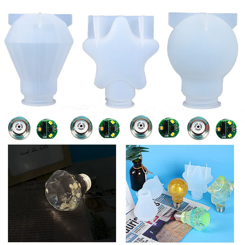 DIY Self-Made Circular Prismatic Light Bulb Epoxy Mold Five Pointed Star Light Bulb Silicone Mold Home Decoration Storage