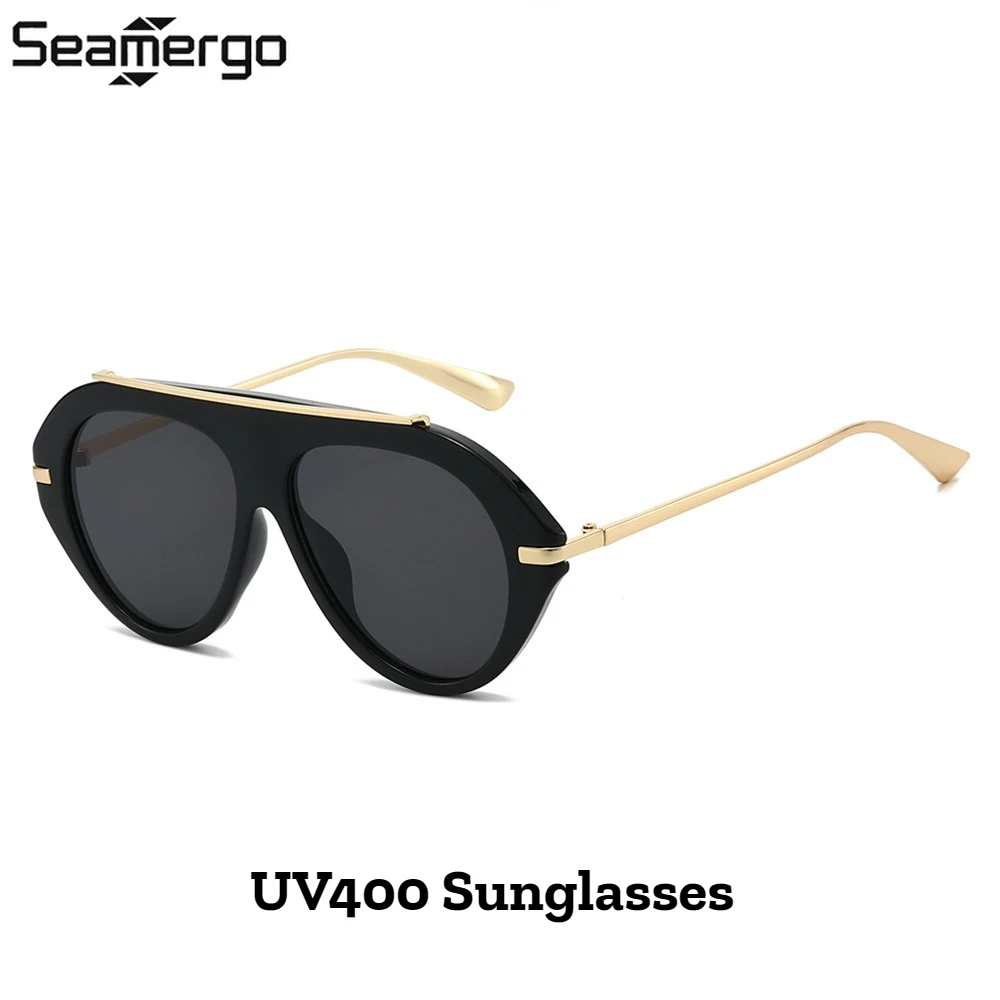

SEAMERGO Oversized Frame Aviator Sunglasses Men and Women New Trendy Retro Fashion Sunglasses New Luxury Sunscreen UV400 Glasses