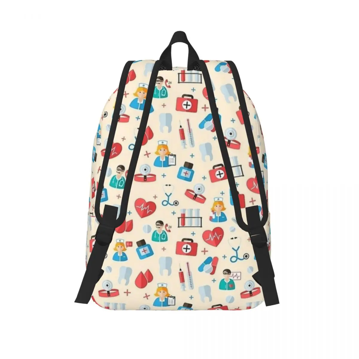 Nurse Medical Yellow Fabric Backpack for Kindergarten Primary School Student Bookbag Boy Girl Kids Daypack Hiking