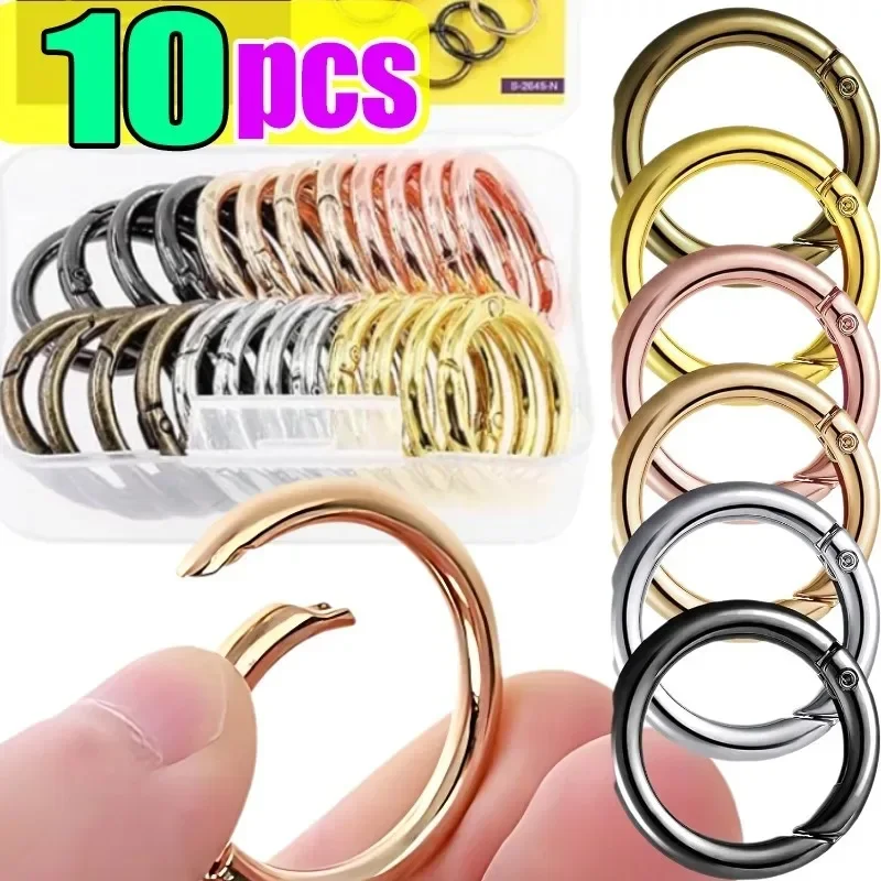 10Pcs/lot O Round Bag Buckle Metal Clasps Buckles Spring Circular Carabiner Snap Hook Spring Keyring DIY Jewelry Bag Accessories