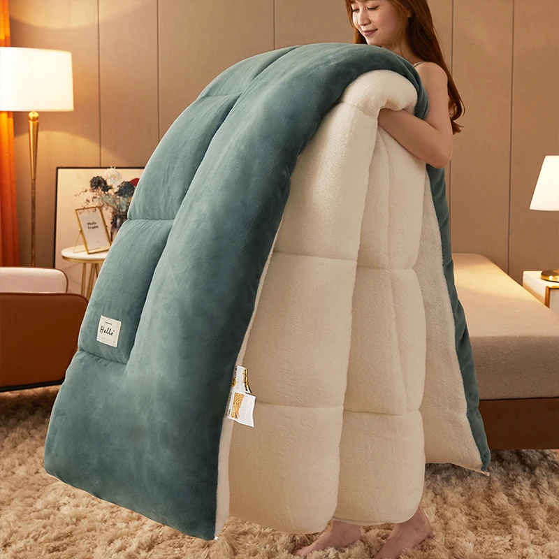 Lamb wool blanket winter thickened quilt super warm 5kg thick comforter winter spring autumn single double milk velvet blanket
