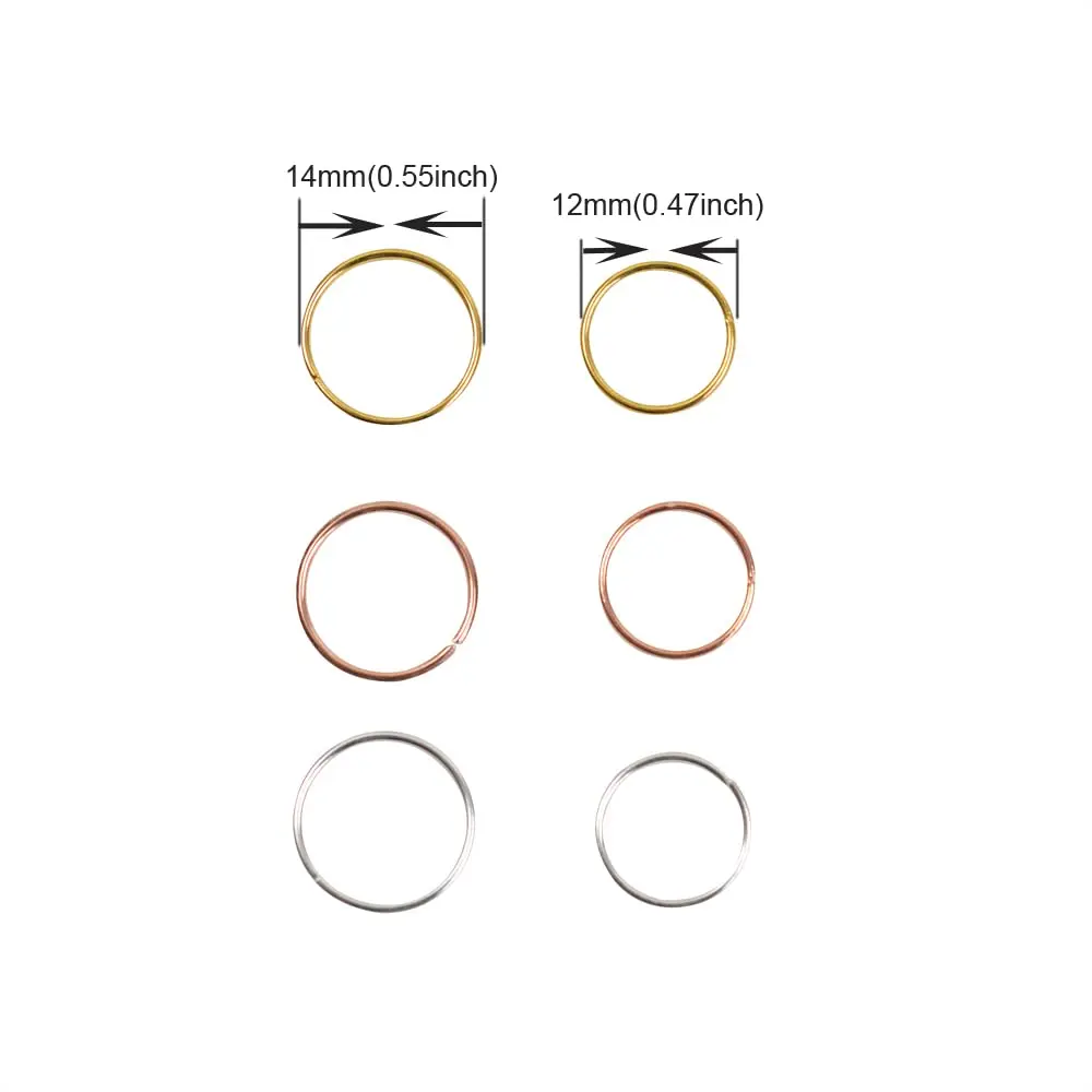 100 unids/lote de trenza de pelo de oro dorado/plateado/rosa, Clip de puño de cuentas de Rastas, Círculo de aro trenzado de aproximadamente 12mm/14mm