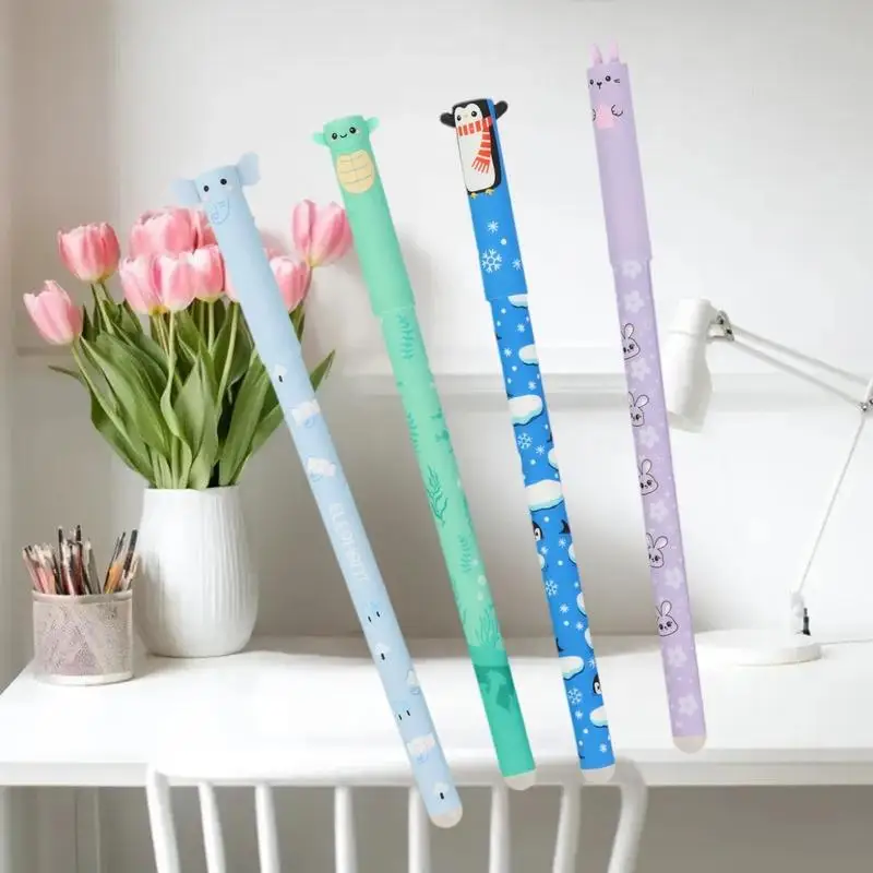 0.5mm cartoon animals 8 erasable gel pens Color ballpoint pens Smooth writing office stationery supplies view 4