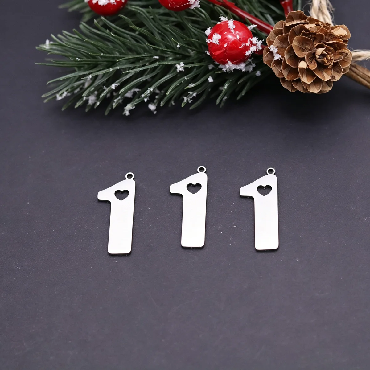 3pcs Lucky Number 1 Charms Stainless Steel Pendant For DIY Birthday Bracelet Necklace Jewelry Making Wholesale