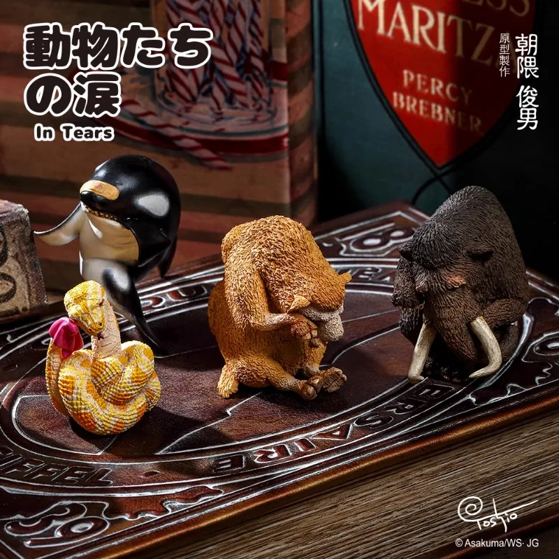 Original Animal Life Gashapon Animal with Tears Qversion Mini Anime Action Figure Model Toys Gifts Cartoon Character Collection