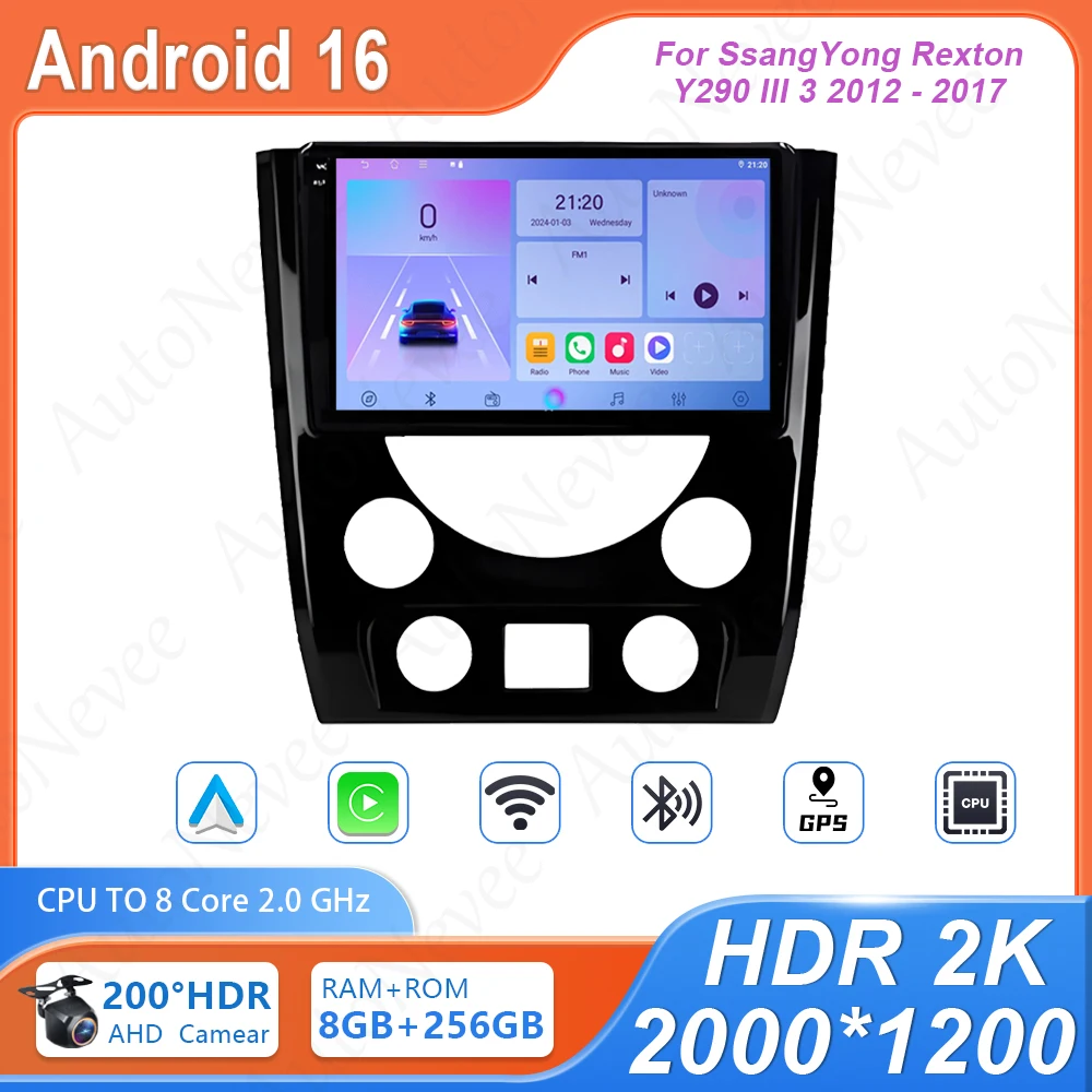 

Автомагнитола Android для SsangYong Rexton Y290 III 3 2012-2017, мультимедийный проигрыватель с GPS-навигацией, без 2DIN