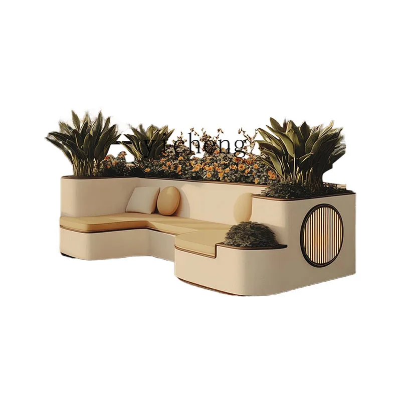 

ZK flower box seat combination outdoor stainless steel seat outdoor seat combination flower bed wrought iron