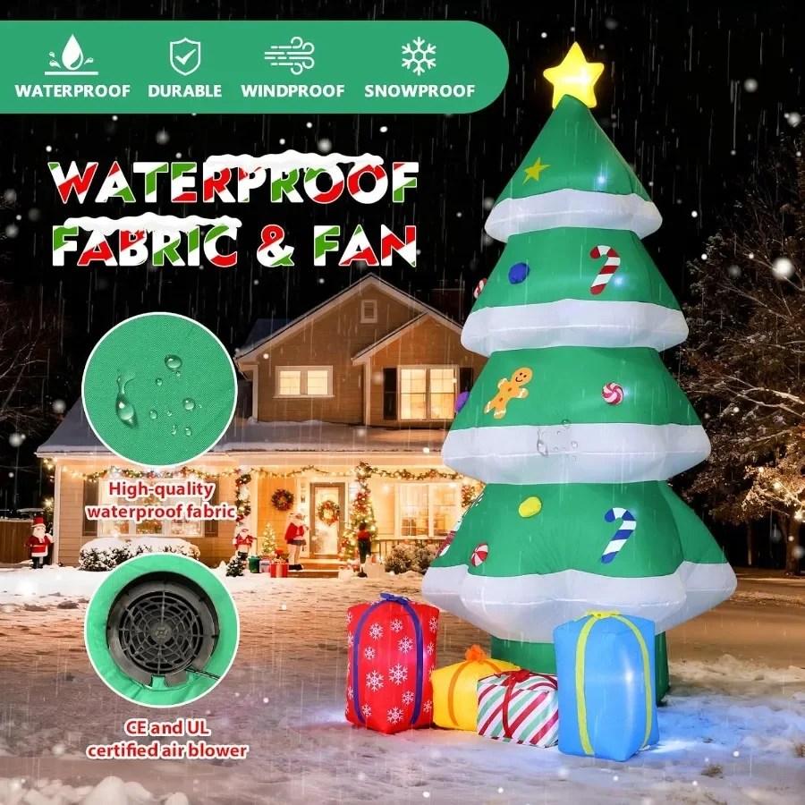 10FT Christmas Inflatables Christmas Tree Inflatable Outdoor Decoration Blow Up Holiday Decor for Yard Lawn Backyard Home