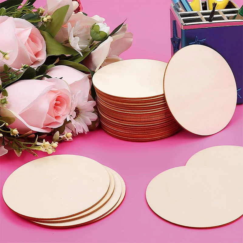 Diameter 1-10CM Natural Unfinished Round Wood Slice DIY Crafts Wooden Circle Discs for Christmas Painting Wedding Ornament Decor