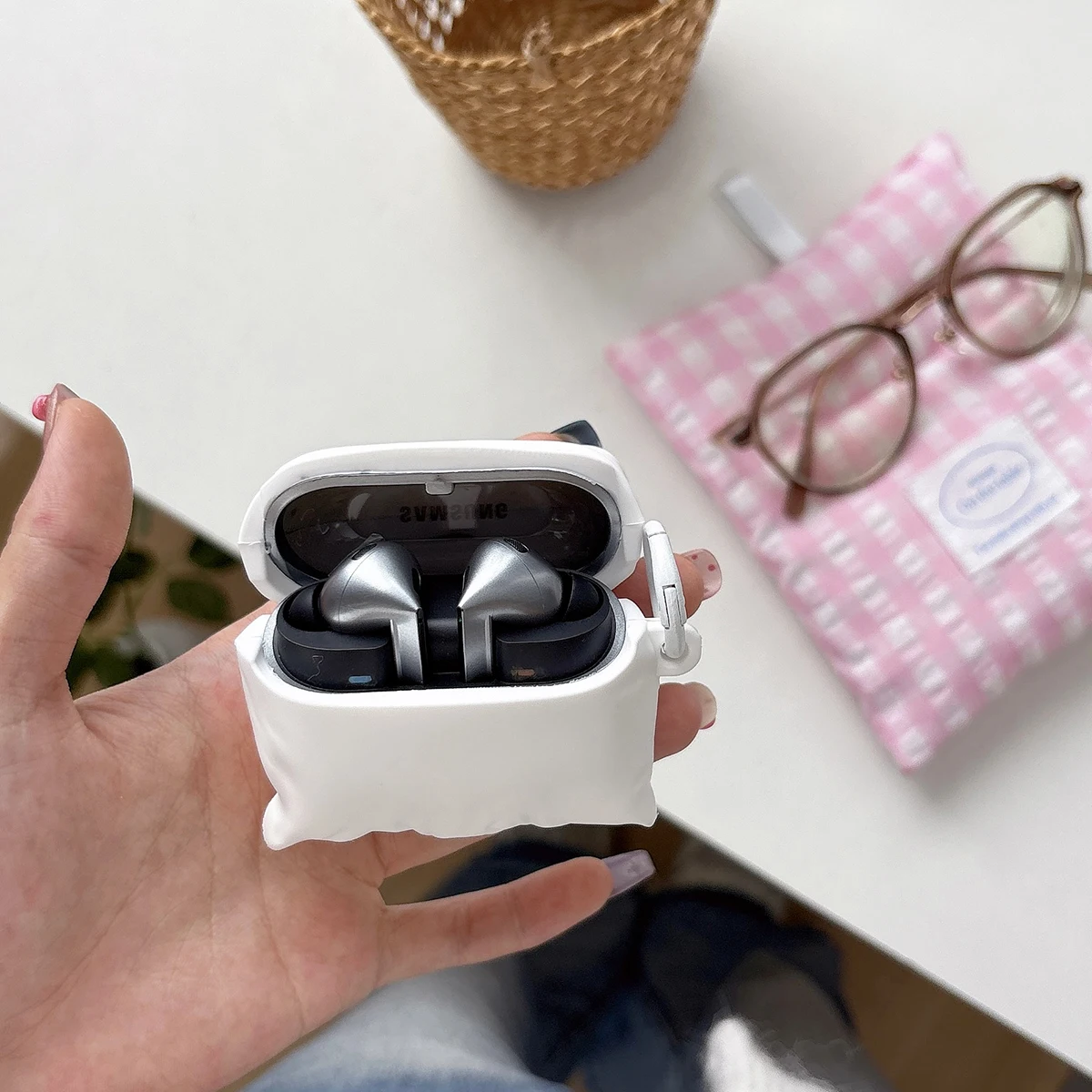 Creative White Pillow Earphone Case For Samsung Galaxy Buds 3 Pro Headset Bluetooth Silicone Soft Shell For Samsung Galaxy Buds3