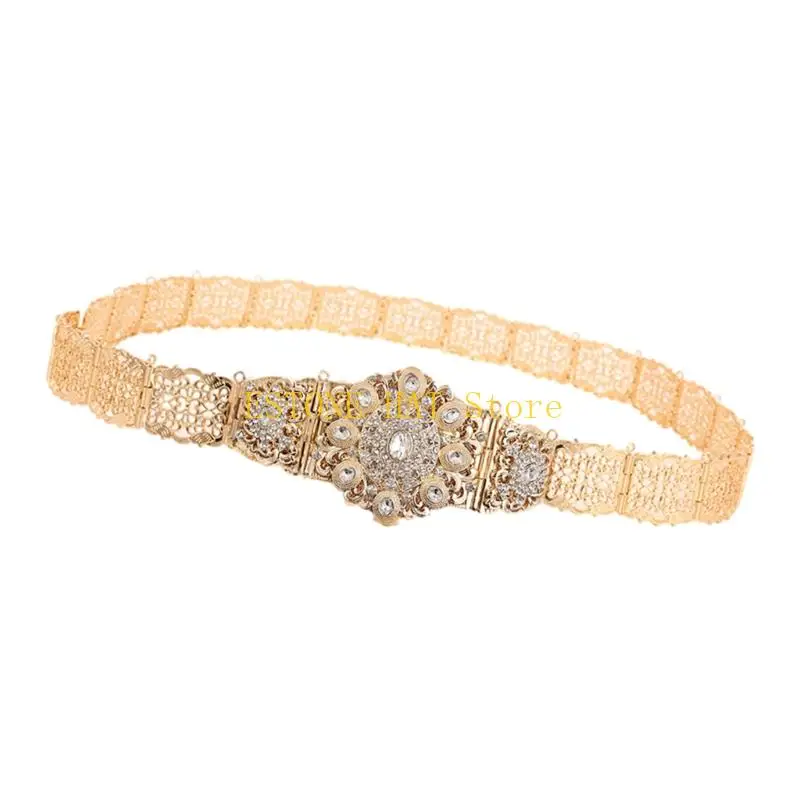 49MF Crystal Waist Chain Costume Aesthetic Metallic Caucasian Chain Jewelry for Jeans Body Jewelry for Women Girls