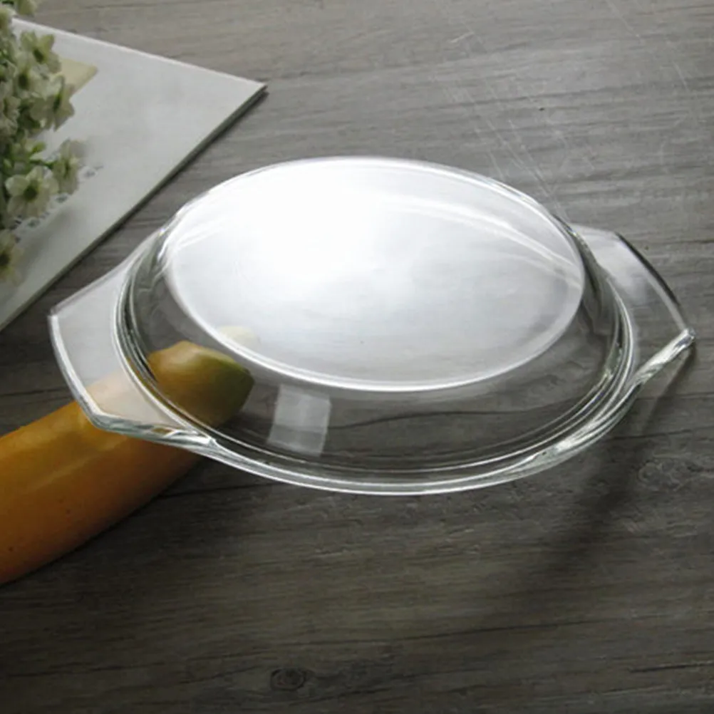 Microwave Plate Cover Splash-Proof Glass Lid for Ovens Microwaves Reusable Food-Safe Heat-Concentrating Cover 17.8cm for Burgers