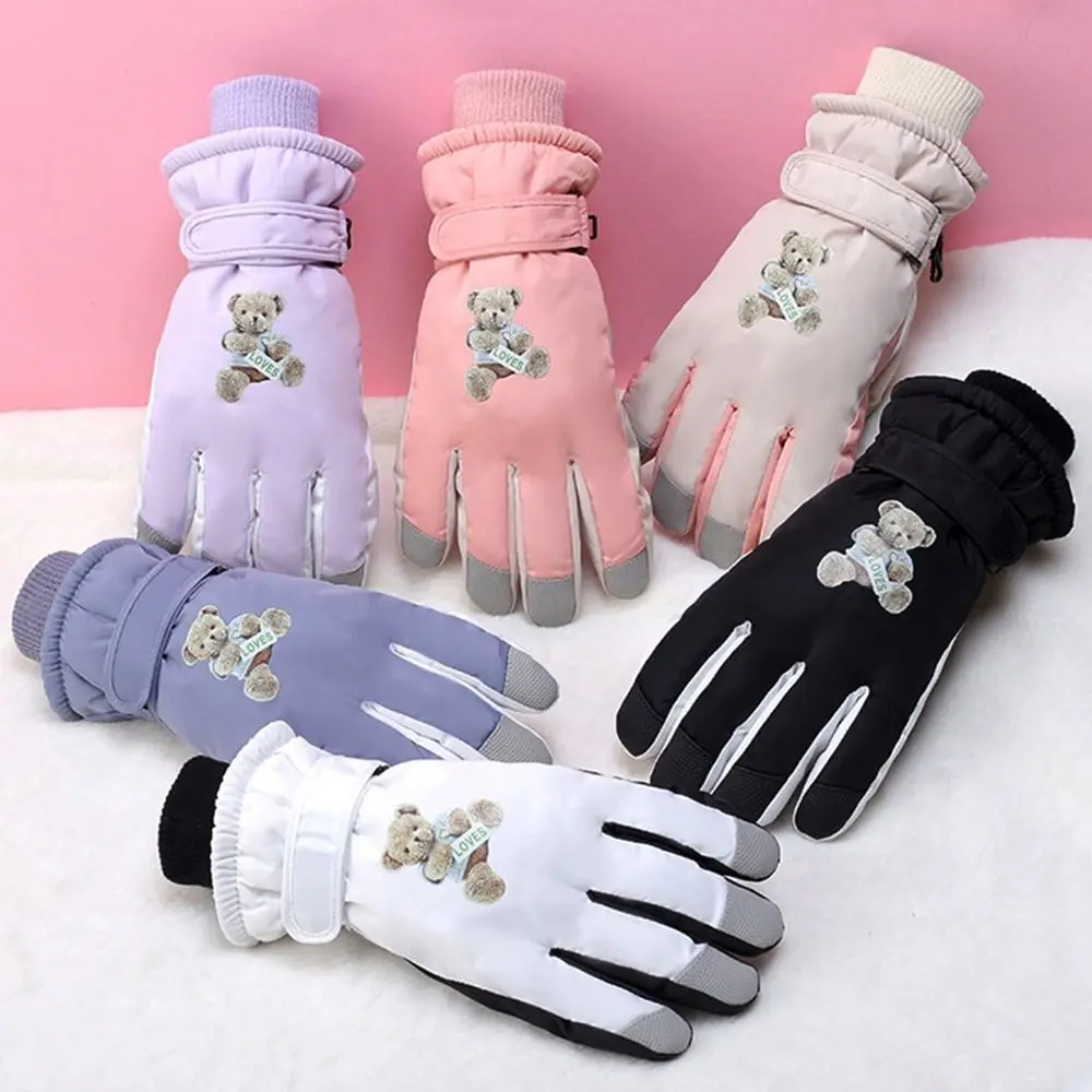 Fingers Open Warm Women Ski Gloves Anti-slip Winter Autumn Full Finger Gloves Waterproof Thick Windproof Riding Gloves