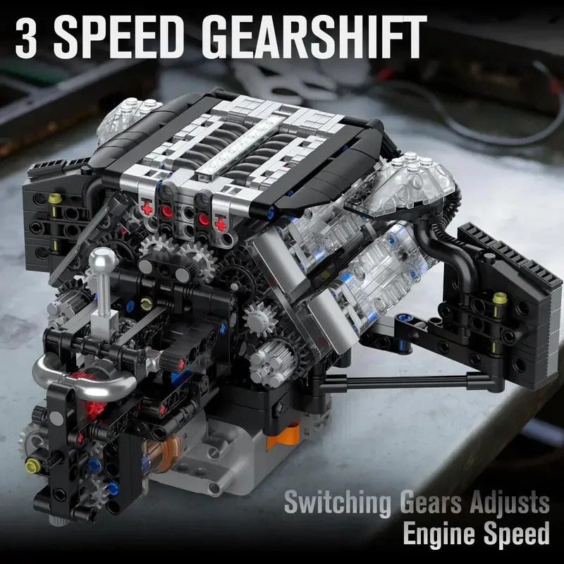 871 pçs molde rei 10230 w12 conjuntos de blocos de construção do motor moc mini modelo de motor de transmissão meninos adultos exibição coleção brinquedos