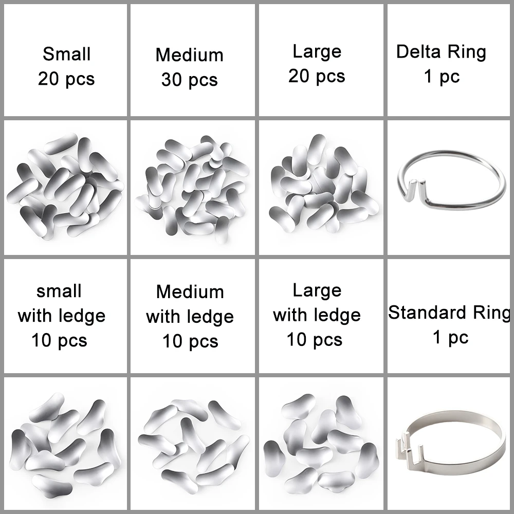 

AZDENT 100pcs/Box Dental Matrix System Dental Sectional Metal Matrix Band With 2pcs Seperating Ring No.1.398 Dentistry Materials