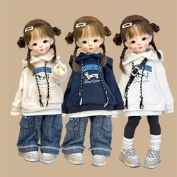 1/6Bjd Doll Pocket Fake Two-Piece Hoodie Fashion Top Denim Work Pants Doll Casual Shark Pants Yoga Pants Versatile Cotton Socks